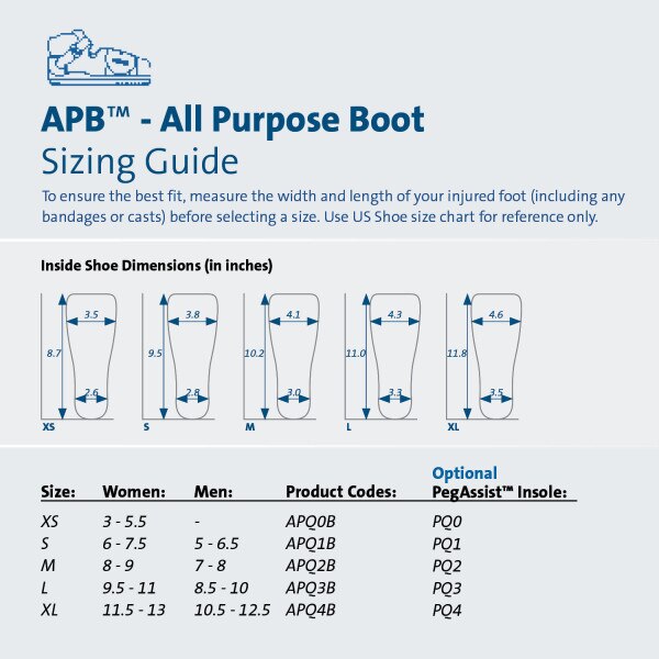 Darco APB All Purpose Boot Size